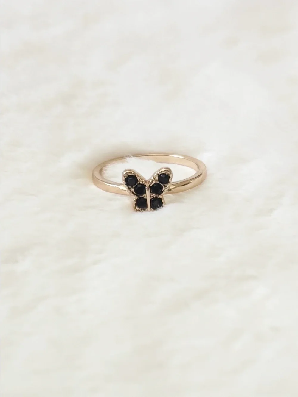 5/$15 🩷 MUST BUNDLE Delicate Gold Butterfly Ring with Black Stones